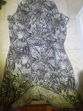 Source Unknown Women's Midi Animal & Snake Print Dress - Black & Cream